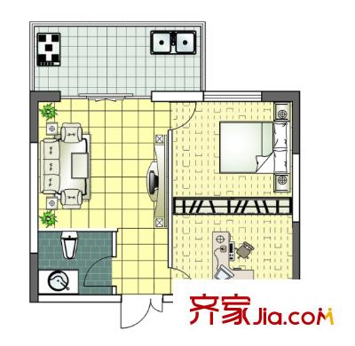 南湖名都戶型圖二室一廳 戶型圖 2室1廳