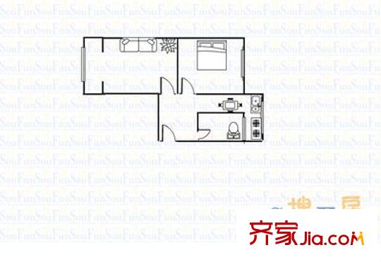 市財(cái)政局金剛里宿舍 2室 戶型圖