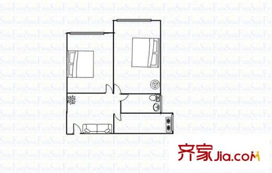 勝利橋東統(tǒng)計局宿舍 2室 戶型圖