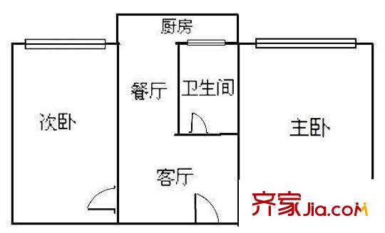 山西省農(nóng)機局宿舍 2室 戶型圖