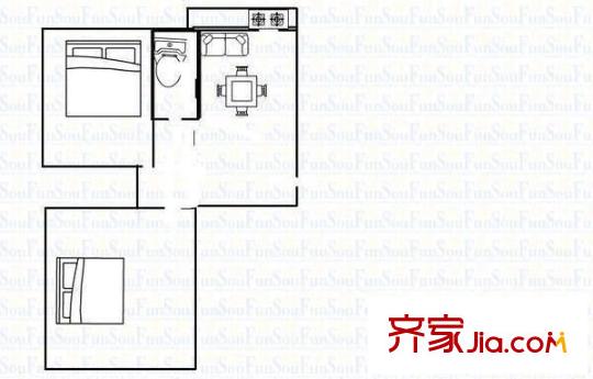 勝利橋東農(nóng)行宿舍 2室 戶型圖