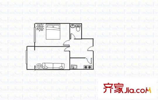 勝利橋東農(nóng)行宿舍 2室 戶型圖