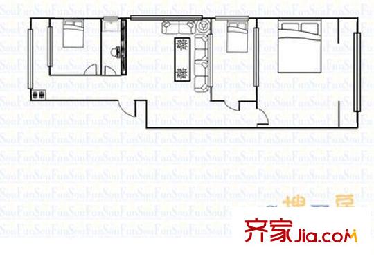 勝利橋東農(nóng)行宿舍 2室 戶型圖