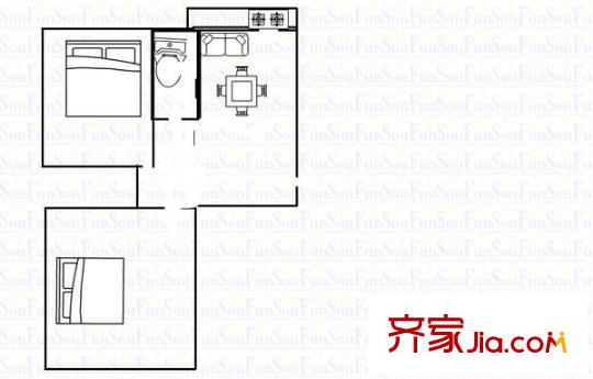 勝利橋東農(nóng)行宿舍 2室 戶型圖