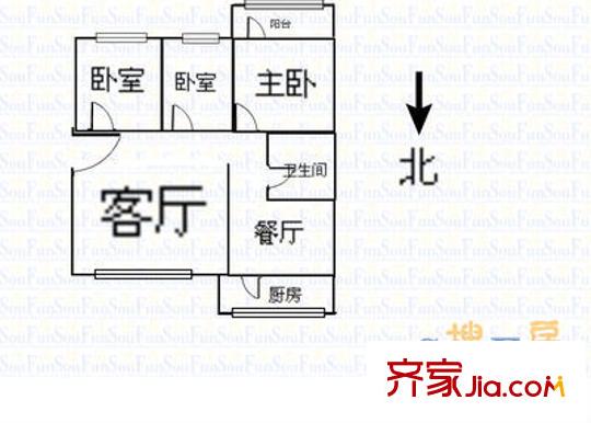 省高級人民法院宿舍 3室 戶型圖