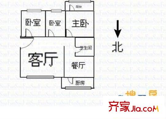 省高級人民法院宿舍 3室 戶型圖