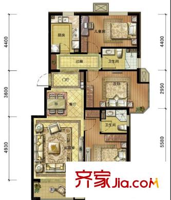 尚隆地球村戶型圖3室2廳 戶型圖 3室2廳2衛(wèi)1廚