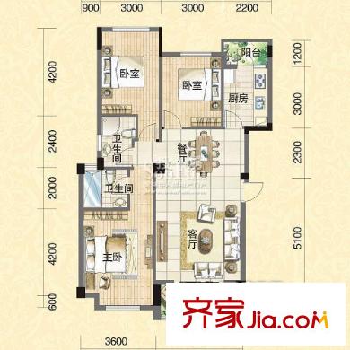 水域天際 3室 戶型圖