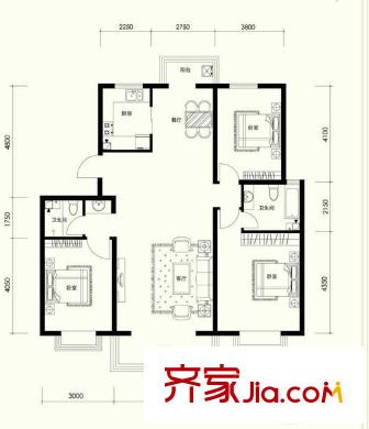 南屯苑 3室 戶型圖