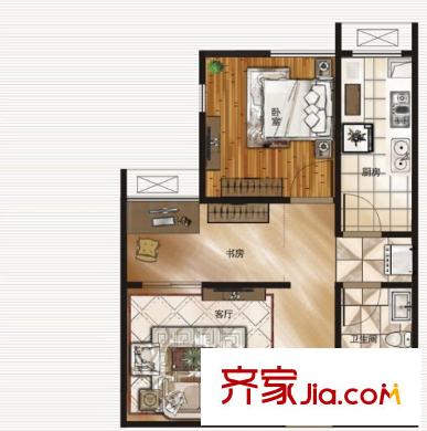 寶利金國際廣場戶型圖二室一廳 戶型圖 2室1廳