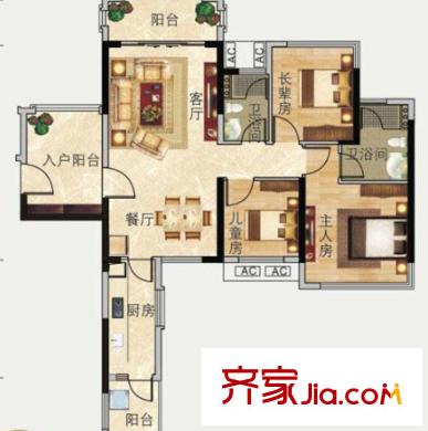 時(shí)代豪苑戶型圖4室2廳 4室2廳