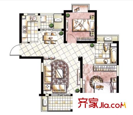 時(shí)代豪苑戶型圖2室2廳 2室2廳