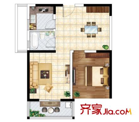 時(shí)代豪苑戶型圖1室2廳 1室2廳