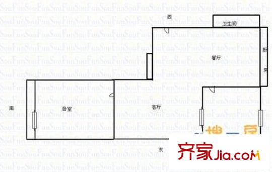 金剛堰房地局宿舍 2室 戶型圖
