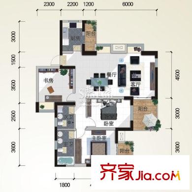 金地國際花園戶型圖一期3號(hào)樓標(biāo)準(zhǔn)層3B-3b 3戶型 3室2廳2衛(wèi)