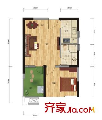 百瑞景中央生活區(qū)戶型圖F戶型（售完） 1室1廳1衛(wèi)1廚