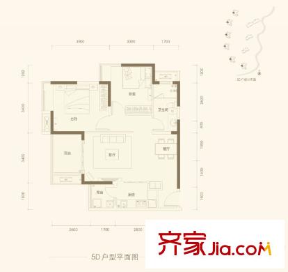 純水岸?東湖二期T23-T28棟5D戶型 2室2廳1衛(wèi)1廚