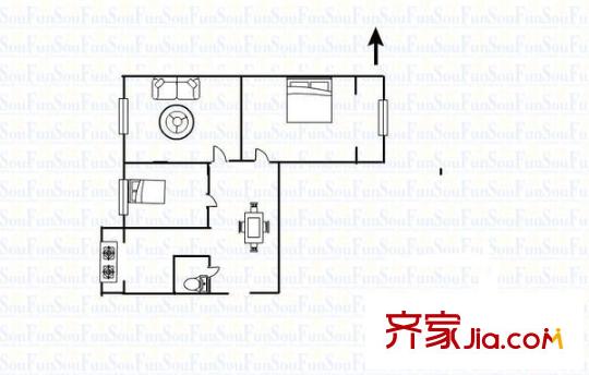 電力開關(guān)廠宿舍 3室 戶型圖