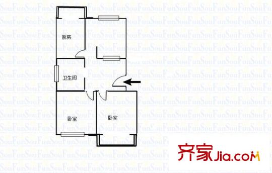 地礦宿舍 2室 戶型圖