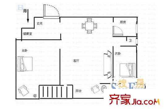 水岸星城B區(qū)戶型圖水岸星城第四期 戶型圖 2室2廳1衛(wèi)1廚