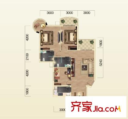 海濱城二期麗港新都120平方米三室兩廳兩衛(wèi) 3室2廳2衛(wèi)1廚