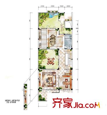 金地格林春岸世家別墅泊園1棟1、5號房1層 2室1廳1衛(wèi)1廚