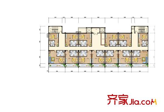 自由半島2號樓4-7層總戶型圖 1室1廳1衛(wèi)