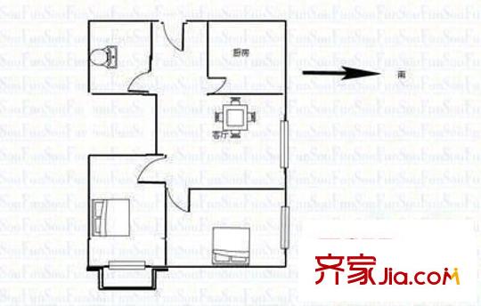 山西省醫(yī)藥公司住宅小區(qū) 2室 戶型圖
