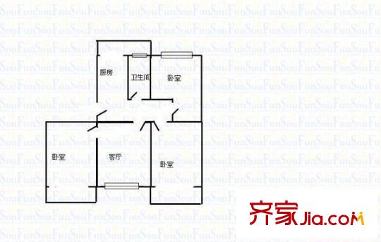 棉麻小區(qū) 3室 戶型圖