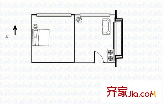民生國際 1室 戶型圖