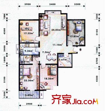 美麗新世界戶型圖4室2廳2衛(wèi)