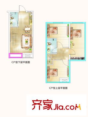 楓景國際公寓1#樓C戶型 3室2廳2衛(wèi)1廚