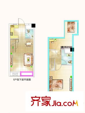 楓景國際公寓1#樓E戶型 2室2廳2衛(wèi)1廚