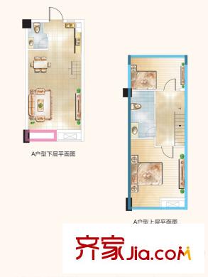楓景國際公寓1#樓A戶型 2室2廳2衛(wèi)1廚