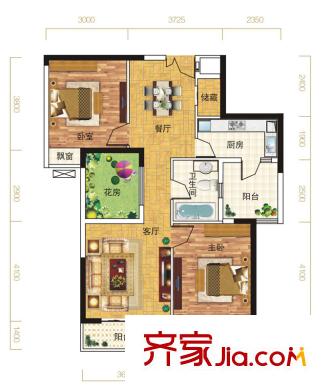 寶安漢水琴臺E戶型 2室2廳1衛(wèi)1廚