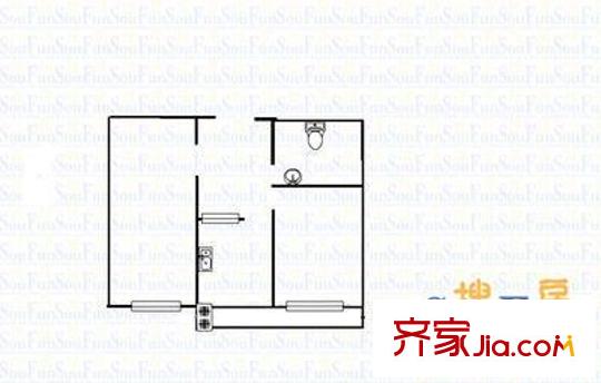 開關(guān)廠宿舍 2室 戶型圖
