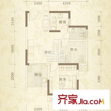 新長江香榭琴臺一期4-6號樓戶型A2 1室1廳
