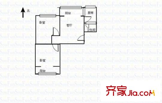 建南鐵路宿舍 2室 戶(hù)型圖