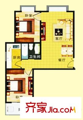 軍景苑戶型圖B戶型 2室2廳1衛(wèi)1廚