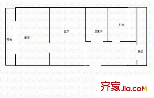 晉泉小區(qū) 2室 戶型圖