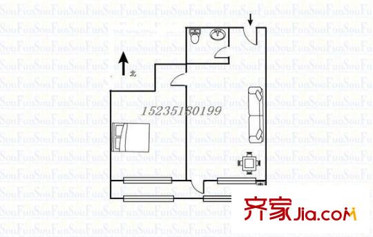 交通干部學校宿舍 2室 戶型圖