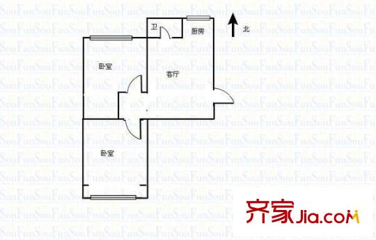 交通干部學校宿舍 2室 戶型圖