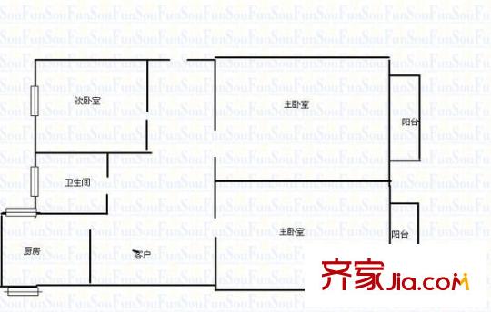 交通干部學(xué)校宿舍 3室 戶型圖