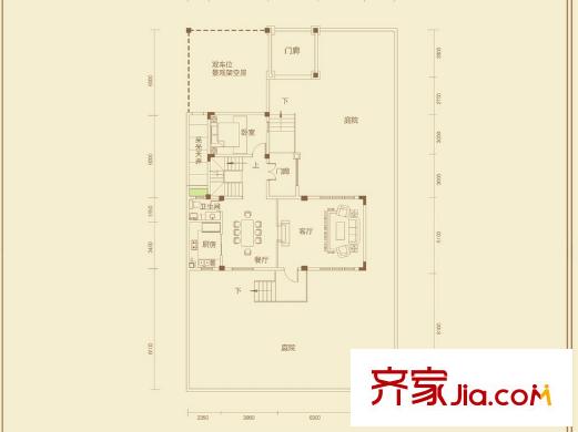 中冶南方韻湖首府25-47號(hào)樓G2戶型一層 4室2廳2衛(wèi)1廚