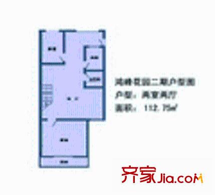 鴻峰花園戶型圖2室2廳1衛(wèi)1廚