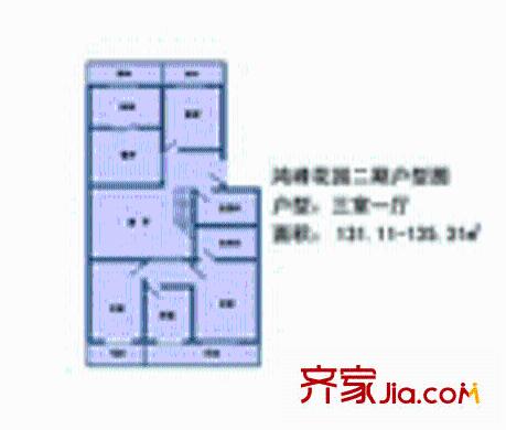 鴻峰花園戶型圖3室1廳1衛(wèi)1廚