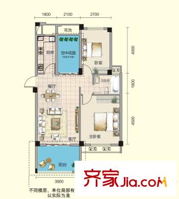 錦繡龍城八期鎏園97、99、100號(hào)樓D2戶型（售完） 2室2廳1衛(wèi)1廚