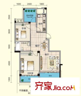 錦繡龍城八期鎏園97、99、100號(hào)樓D3戶型（售完） 2室2廳1衛(wèi)1廚