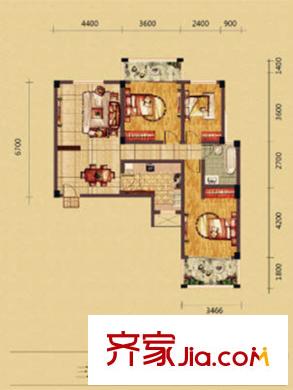 光谷中央城E戶型三房兩廳一衛(wèi)101平方米 3室2廳1衛(wèi)1廚