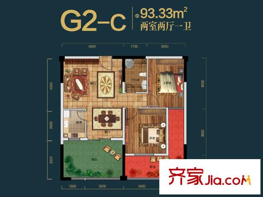 觀瀾御苑二期觀瀾御平方米臺(tái)G2-C戶型 2室2廳1衛(wèi)